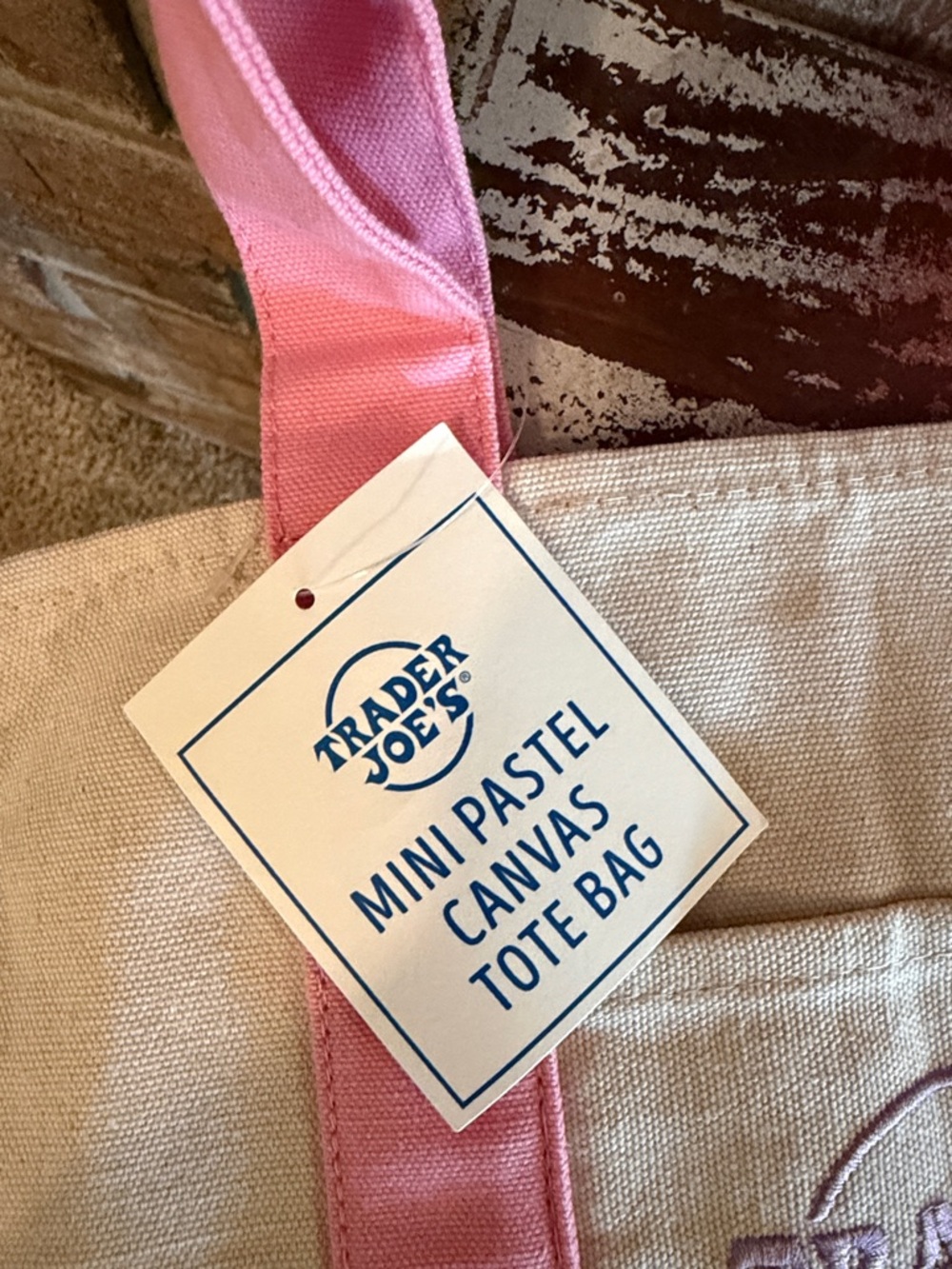 Pink & Cream Canvas Tote - Picture 2 of 2